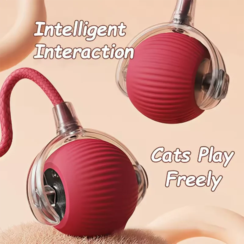 Interactive Self-Play Cat Toys, Automatic Teaser Ball and Rotating Stick, Hands-Free Fun for Kittens