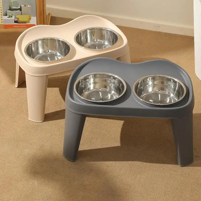 Elevated Dog Feeder foldable Raised Stand with Double Stainless Steel Food Water Bowls for Small Medium Large Dogs
