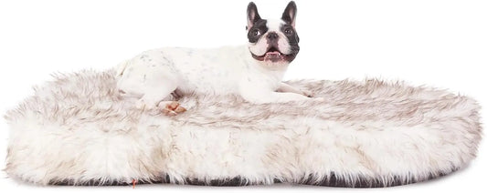 Ultra Soft Orthopedic Memory Foam Dog Bed with Removable Faux Fur Cover, Waterproof Liner, White