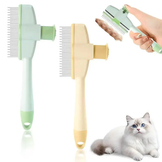 Dog and Cat Comb Hair Remover Self-cleaning, Massage  Brush One Click Combs for  Hair Knot