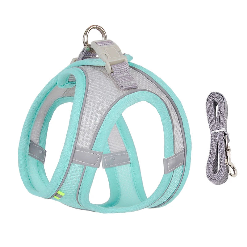 Dog Harness Leash Set for Small Dogs | Adjustable Puppy/Cat Harness Vest French Outdoor Walking Lead Leash