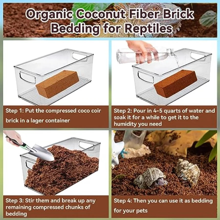 【Spot goods】4 Pack Compressed Coconut Fiber Substrate - 100% Organic Coconut Fiber Brick Bedding for Reptiles Natural Coco Husk