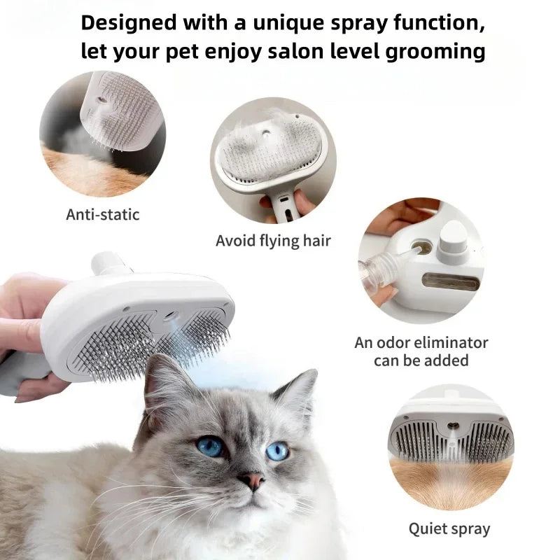 Upgraded Pet Spray Grooming Comb Steamy Floating Hair Removal Cleaning Brush Styling for Dogs & Cats Accessories