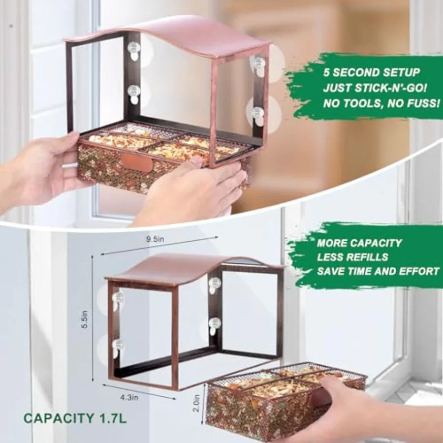 【Spot goods】Window Bird Feeder Metal with  Strong Suction Cups Wild Bird Feeder