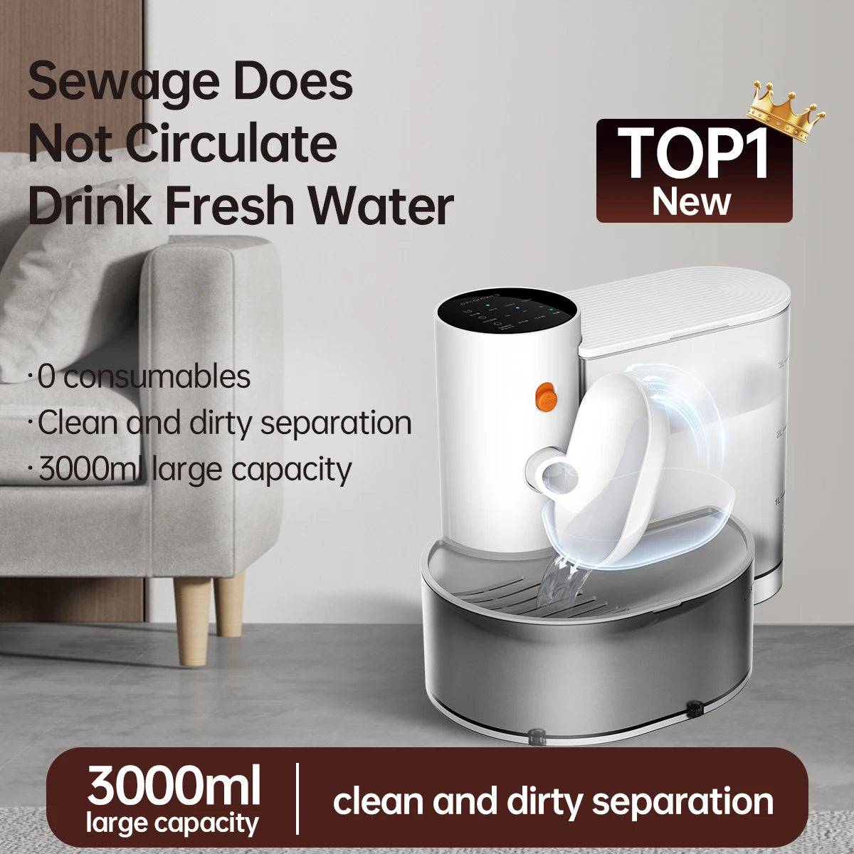 Smart Wireless Water  Dispenser Rechargeable Automatic | No Filter Needed For Cat And Dogs