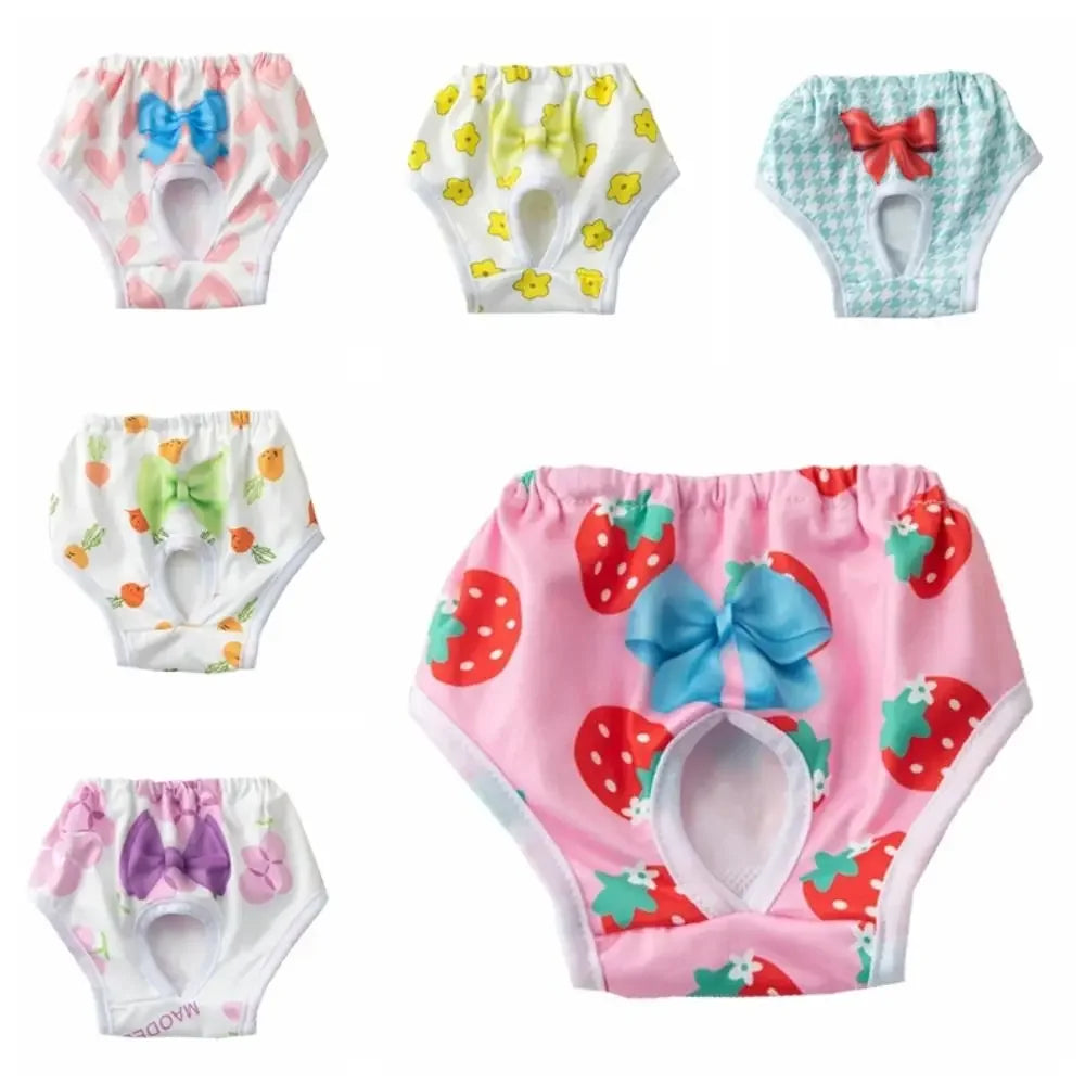 Washable Dog Physiological Pants | Cartoon Print Leakproof Dog Menstrual Pants | Breathable Cute Diaper