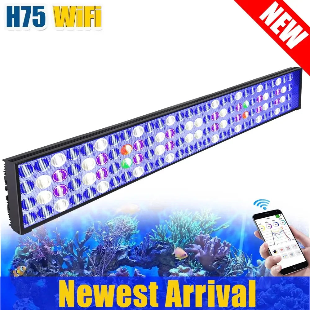 NEW PopBloom WiFi Led Aquarium Light, Full Spectrum Marine Lamp For 60-240cm Reef Corals | Seawater Led Fish Tank Lights