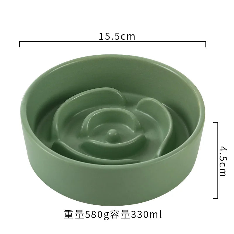 Ceramic Cat Dog Bowl, Ideal for Small and Medium-Sized Dogs, Slow Feeder Anti-Choking