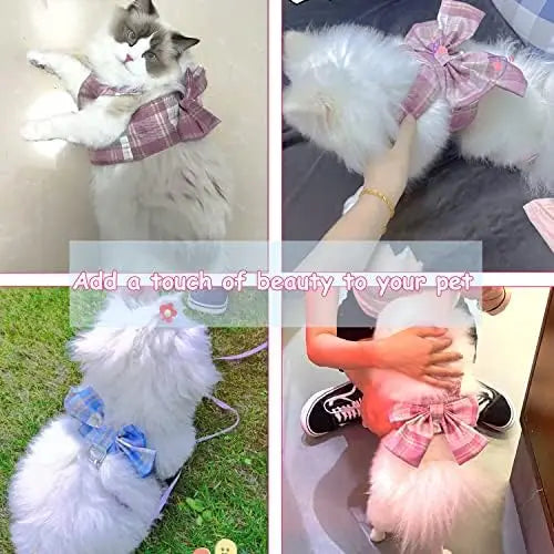 Cute Pet Harness & Dress Set for Small Dogs Girls - Playful Rabbit & Chihuahua Outfit