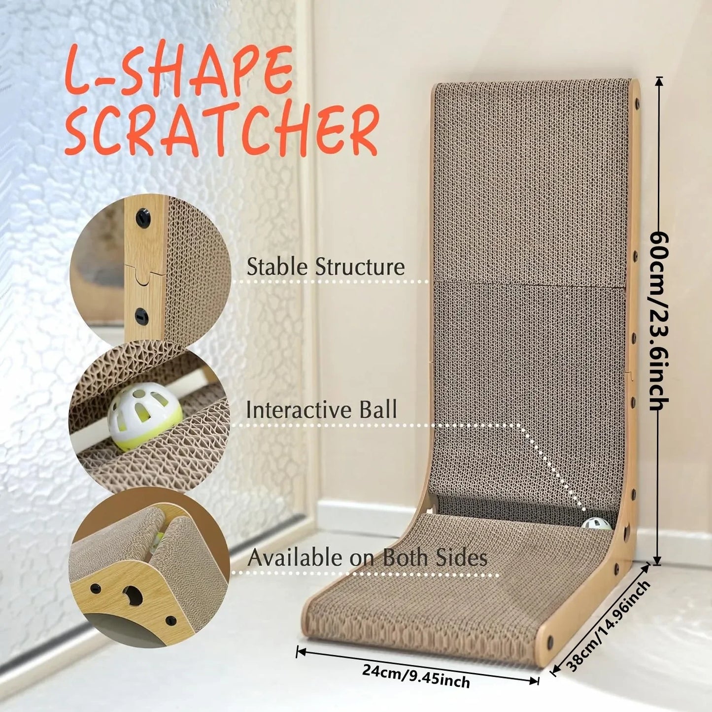 2pcs/6pcs L Shape, 23.6 Inch Indoor Cat Scratching Post, Protective Furniture Cardboard