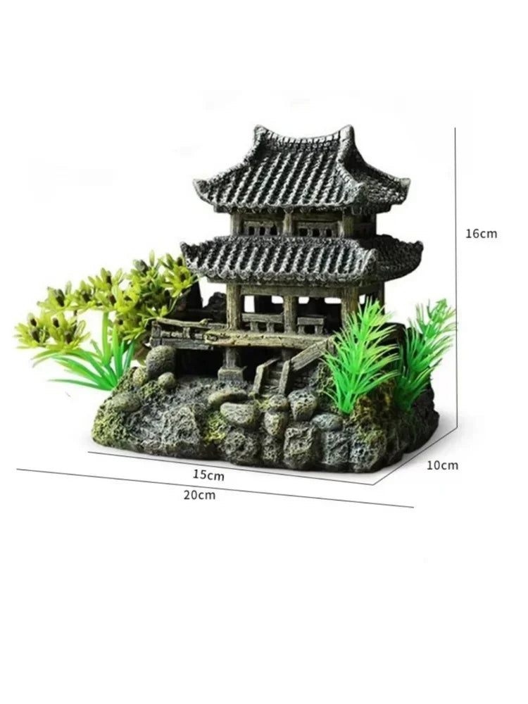 Simulation Decoration Fish Tank Ornament |  Resin Aquarium Decor Landscape House Model