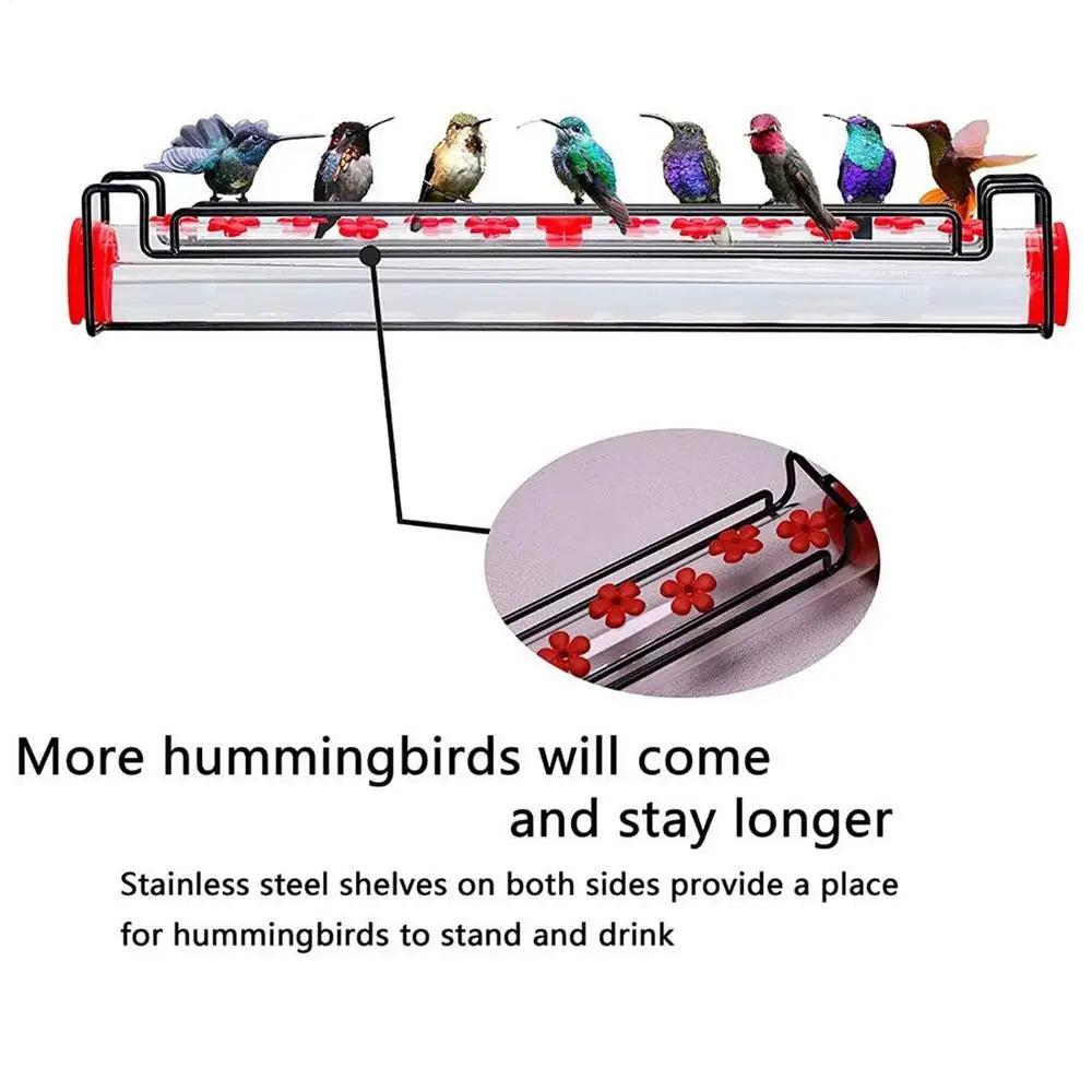 Window Hummingbird Feeder, Wild Bird Feeders With Flower, Feeding Ports Leak-Proof Food Dispenser For Garden