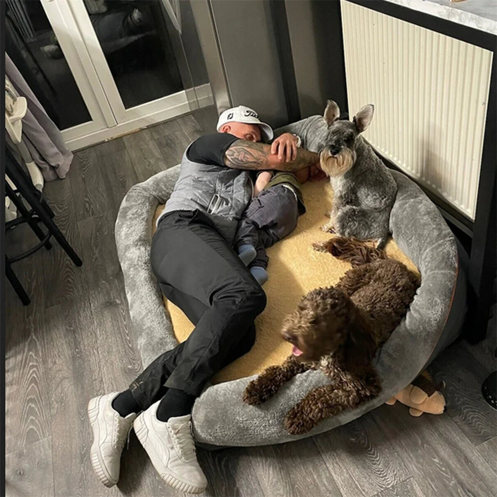 Jumbo Large Orthopedic Dog Bed Memory Foam | Waterproof Elevated Cushion Warm Puppy Bolster Couch Removable Cover