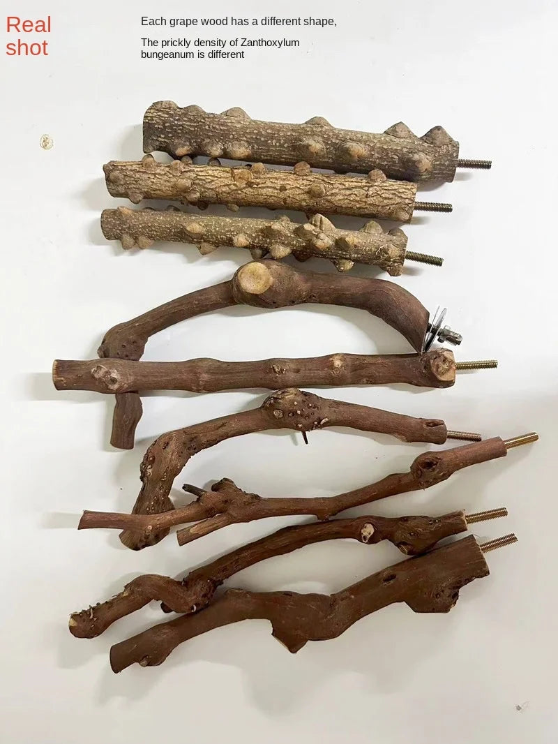 Standing Stick Wild Grape Wood Pole for Parrot/Cockatiel/Parakeet | Bite Claw Grinding Toy Bird Cage Accessories
