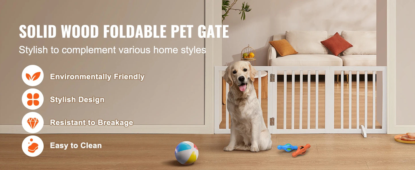 SucceBuy Free Standing Dog Gate 3 Panels | Foldable, Expandable  Dog Gate for Narrow Passageways
