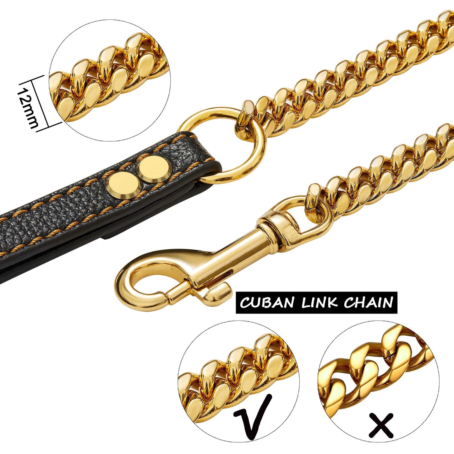 Stainless Chain Large Collar  Dogs Medium | Small Steel Gold  link for  Walking/Training