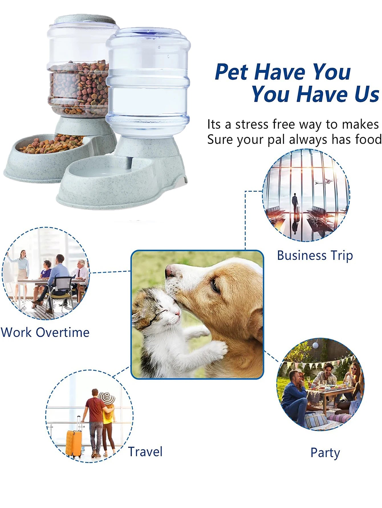 Automatic Water Dispenser Large Capacity, Small Dog and Cat Food /Water Dispenser