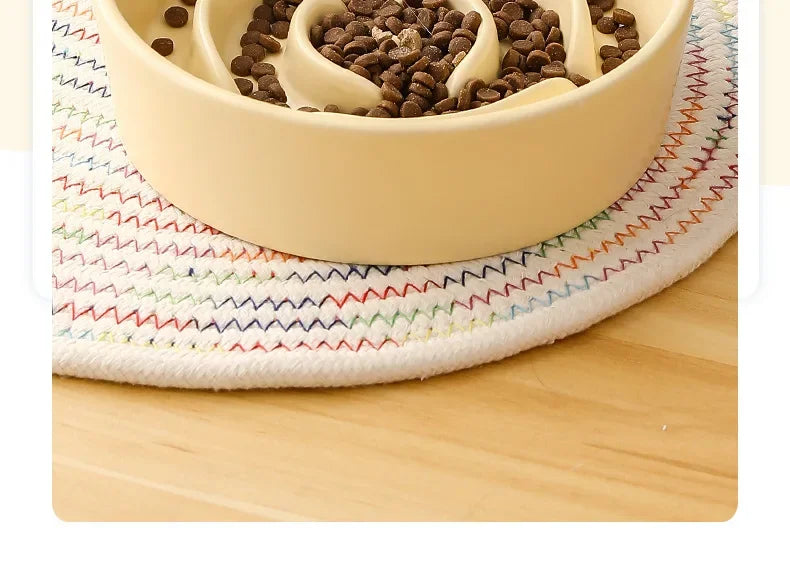 Ceramic Cat Dog Bowl, Ideal for Small and Medium-Sized Dogs, Slow Feeder Anti-Choking