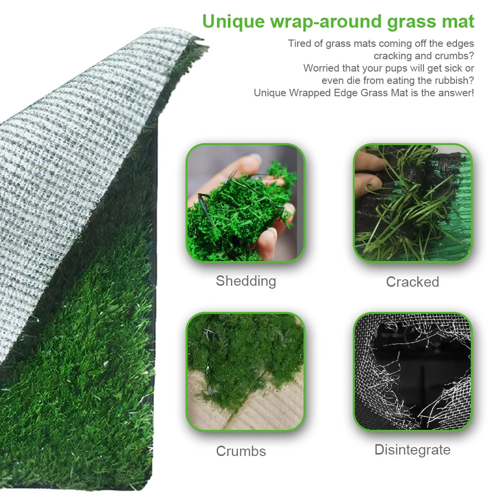 Dog Grass Pad with Large Tray Reusable Training Pads with Pee Baffle | Ideal for Small and Medium Dogs