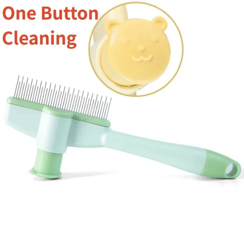 Dog and Cat Comb Hair Remover Self-cleaning, Massage  Brush One Click Combs for  Hair Knot