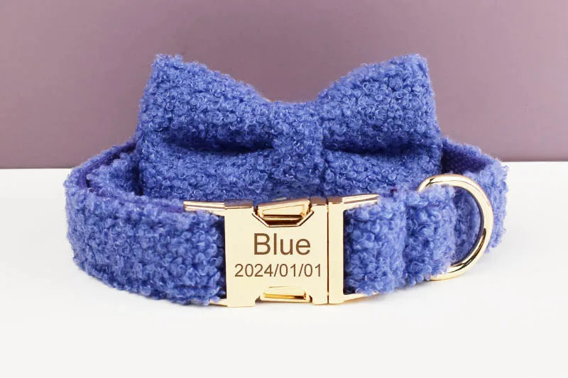 Luxury Personalized Dog Collar Harness Leash set custom,  Logo detachable dog bow tie collar leash diy