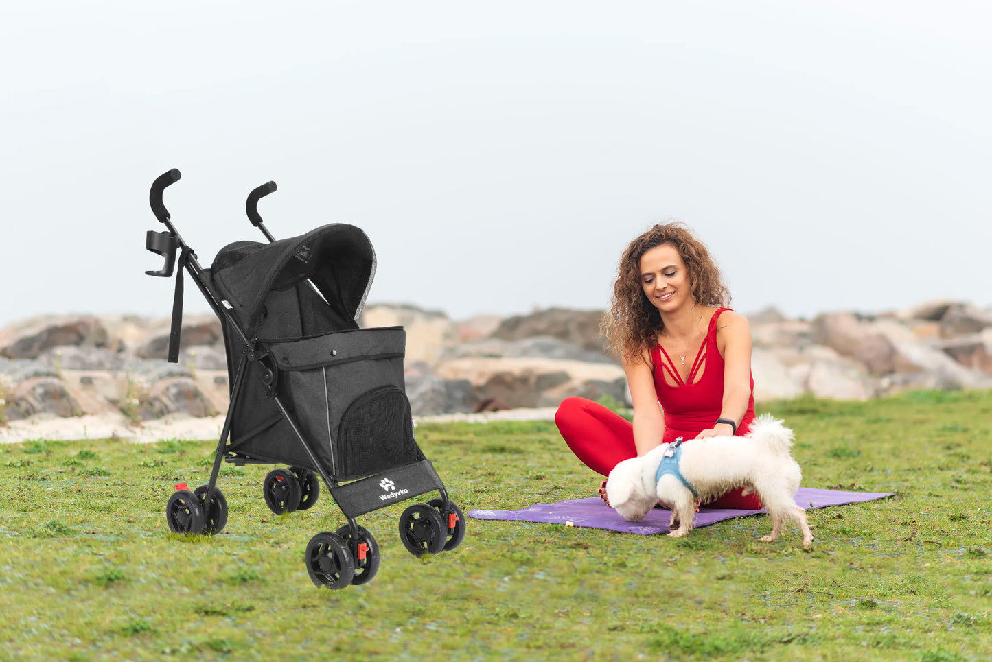 4 Wheels Stroller Rotate with Brakes for Dogs/Cats Travel