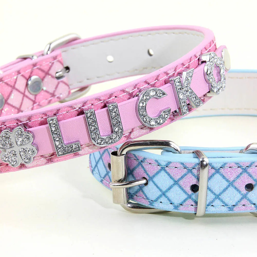 Bling Rhinestone Puppy Dog Personalized Small Dogs Chihuahua Collar Custom Cat Necklace Free Name Charms Pet Accessories