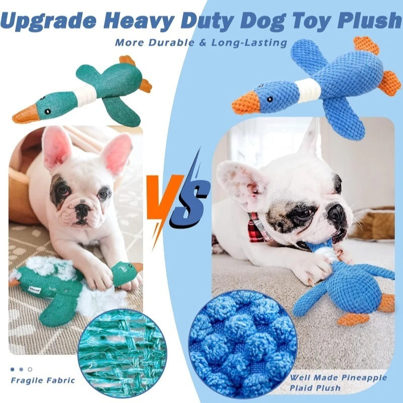 Indestructible Cat/Dog Toys for Aggressive Chewers | Squeaky Interactive Plush Duck Toy