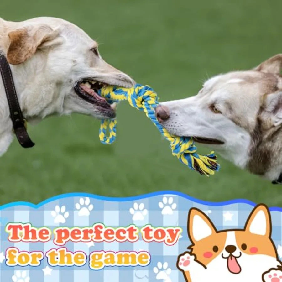 15-Piece Dog Rope Toys - Heavy Duty Cotton Tough Tug Toys for Aggressive Chewers Medium to Large Breeds Puppy Teeth Cleaning
