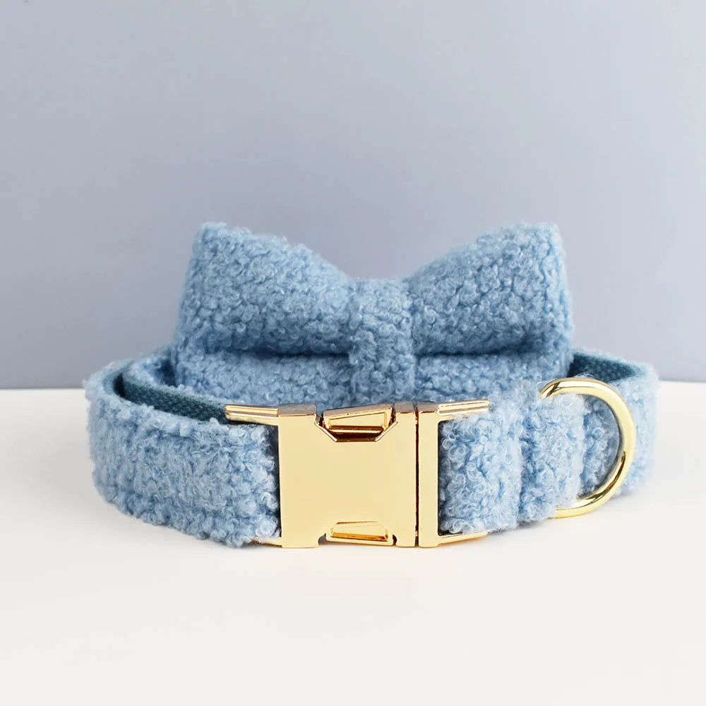 Luxury Personalized Dog Collar Harness Leash set custom,  Logo detachable dog bow tie collar leash diy