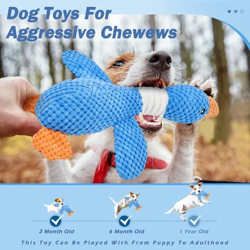 Indestructible Cat/Dog Toys for Aggressive Chewers | Squeaky Interactive Plush Duck Toy