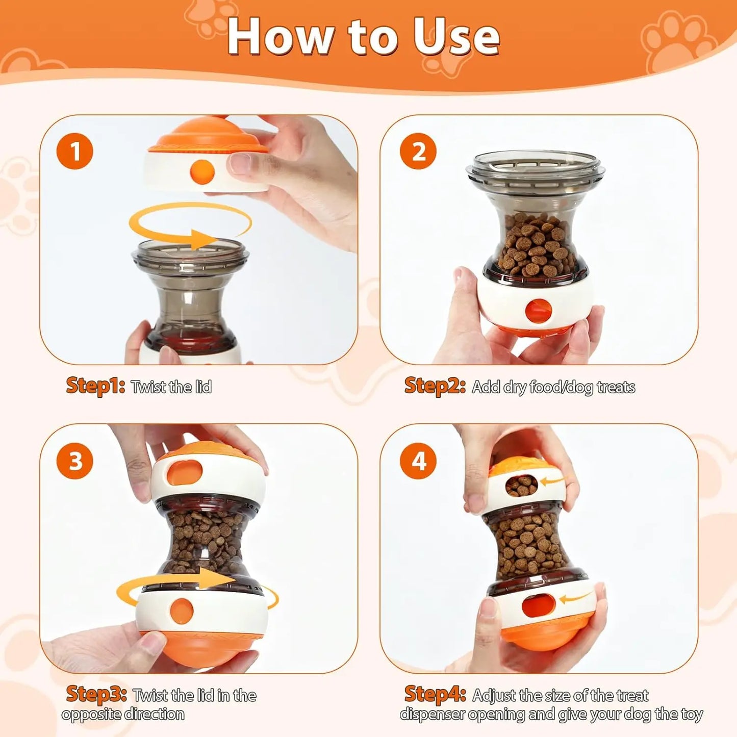 Interactive dog toys for small dogs - Adjustable Treat Dispensing Ball Food Dispenser Slow Feeder, Puppy Enrichment Training Toy