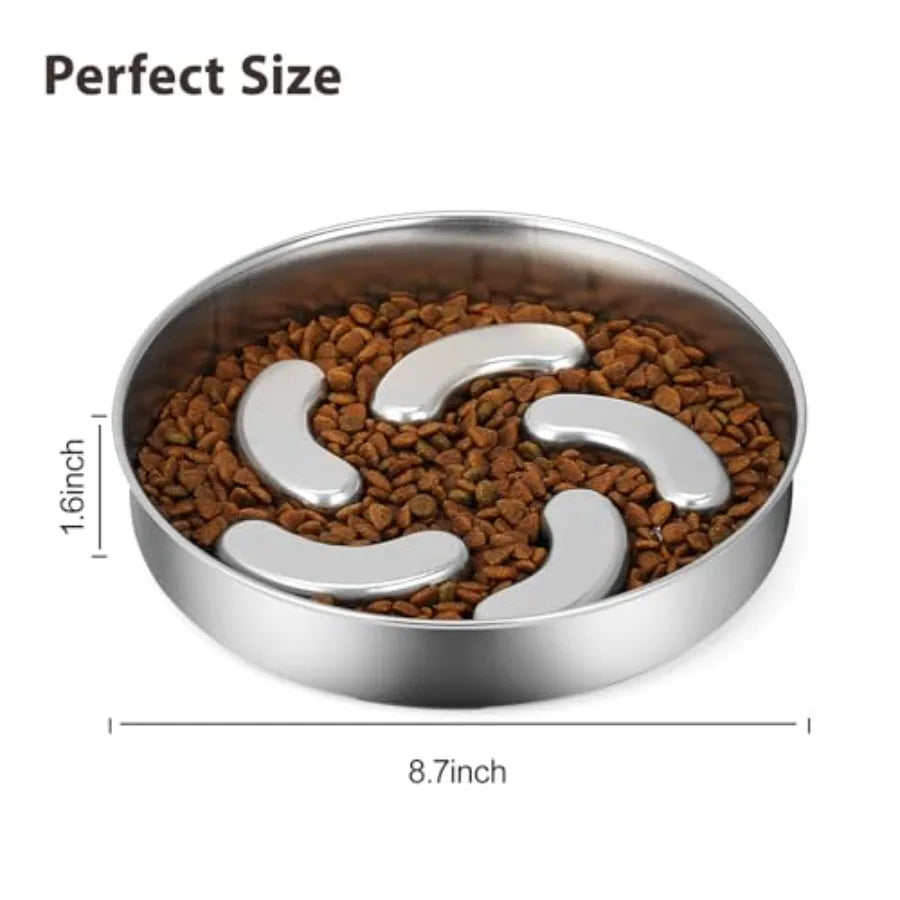 【Spot goods】Slow Feeder Dog Bowl Stainless Steel Heavy Duty with Non-Slip Base  for Small Medium Large Breed Size