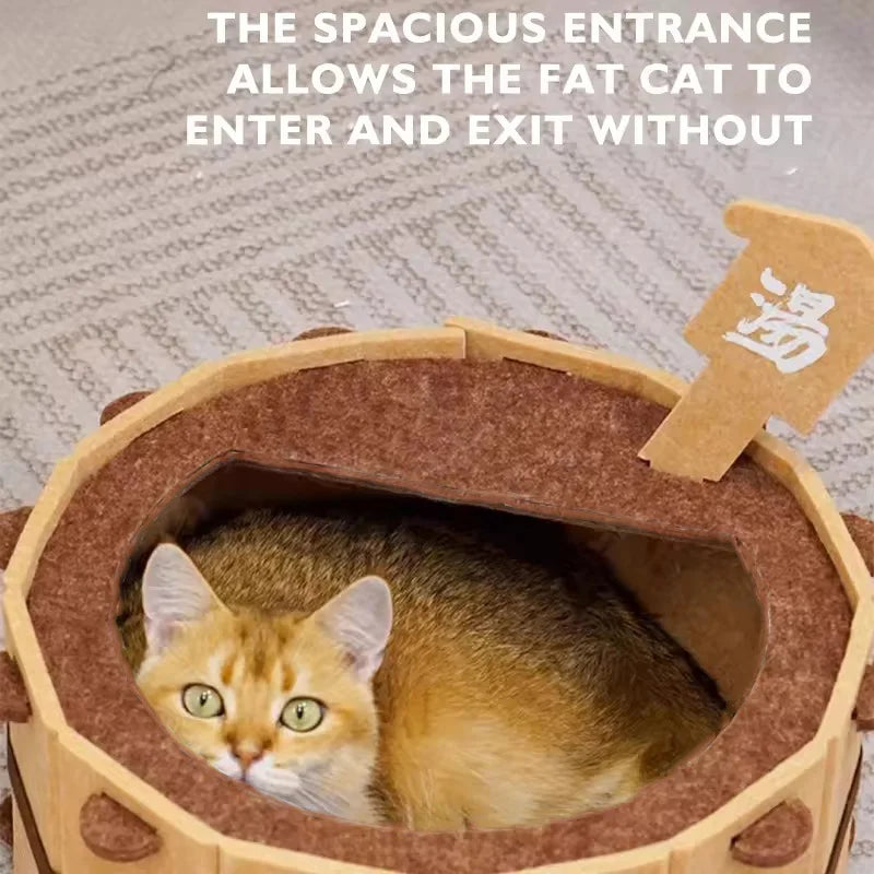 Sturdy Soft Comfortable Pet Nest | Four Seasons Bathtub Cat House | Semi-Enclosed Cat Bed For Claw Sharpening/Sleeping