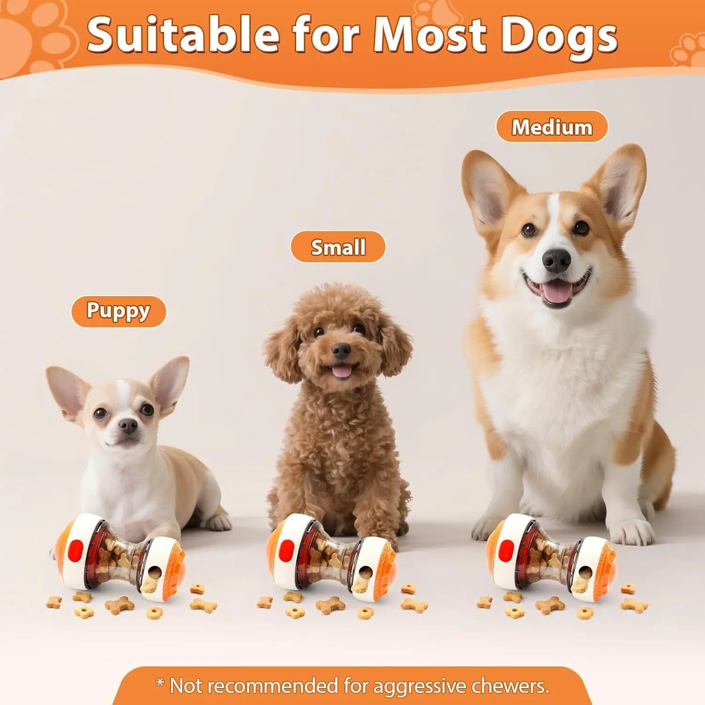 Interactive dog toys for small dogs - Adjustable Treat Dispensing Ball Food Dispenser Slow Feeder, Puppy Enrichment Training Toy
