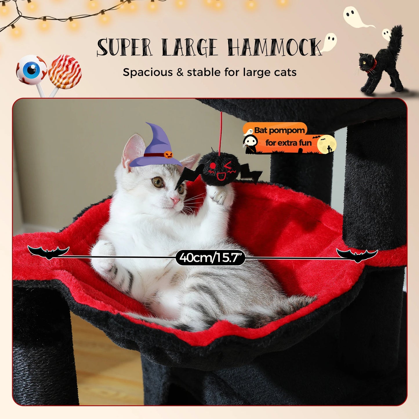 Large Cat Tree for Indoor Cats Multi-Level Tower with Spacious Condos Sisal Scratching Pad House Accessories Cat Toys