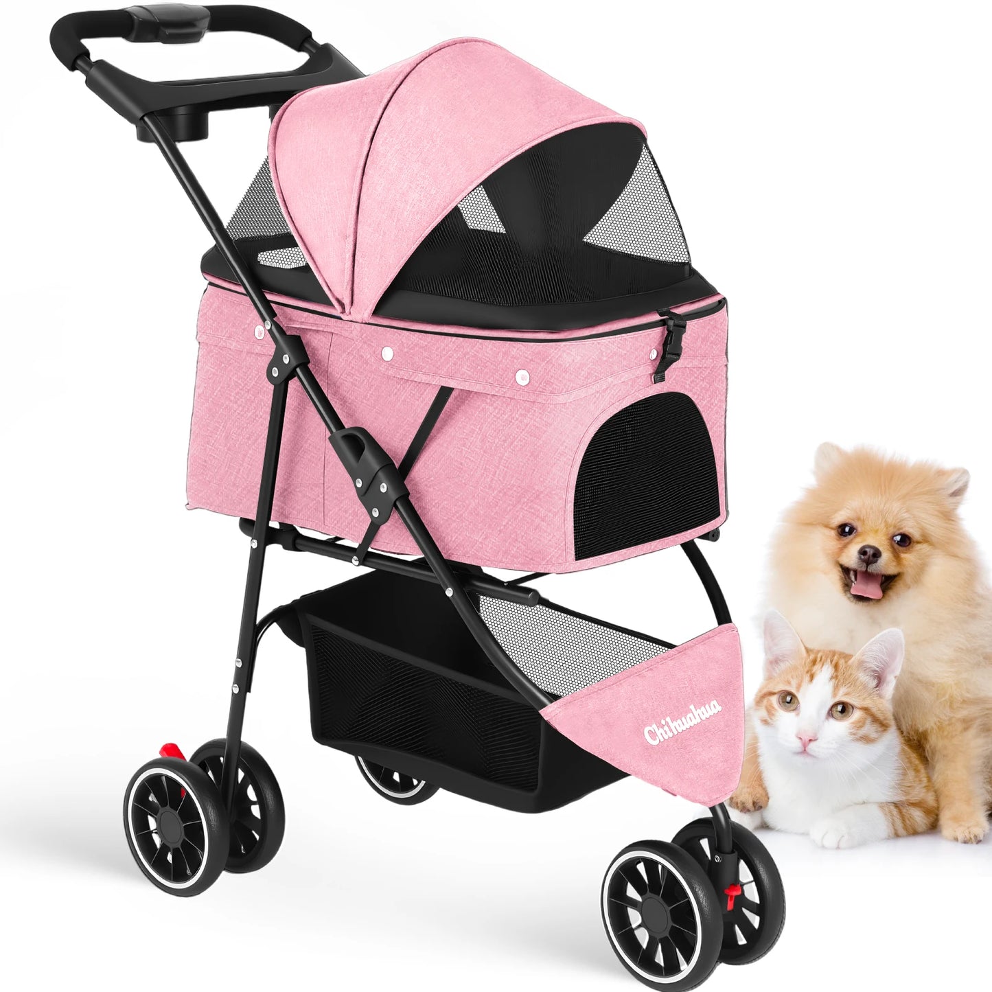 Pet Stroller For Small Puppy Dogs & Cats Travel Portable, Foldable Carrier