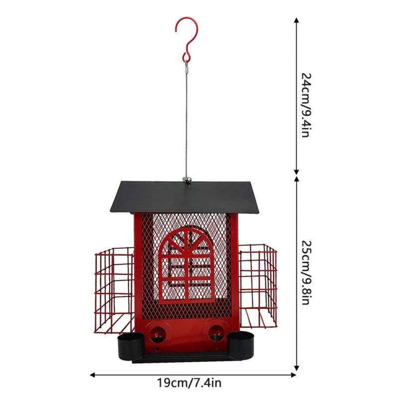 Washable Metal Hanging Bird Feeder | Multi-functional Squirrel Proof House-shaped | Bird Feeder Garden Decorations