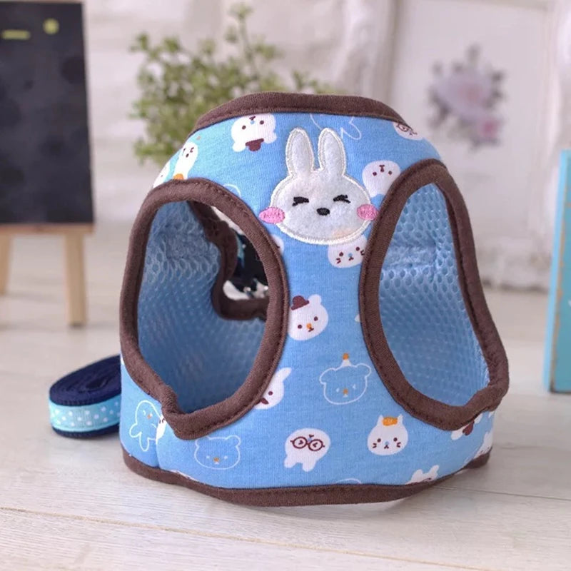 Dog Harness Vest |  Pet Collar And Leash Set | Soft Adjustable Designer Custom | For Cats and dogs