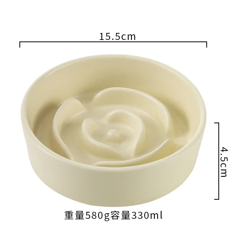 Ceramic Cat Dog Bowl, Ideal for Small and Medium-Sized Dogs, Slow Feeder Anti-Choking