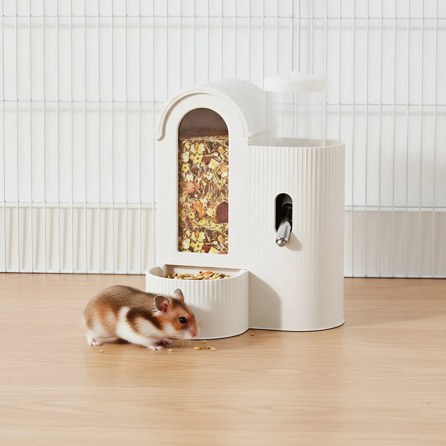 2-in-1 Automatic Food Bowl Large Capacity Hamster Feeder  No Drip for Hamster, Guinea Pig, Rat and Small Animals