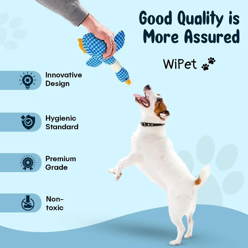 Indestructible Cat/Dog Toys for Aggressive Chewers | Squeaky Interactive Plush Duck Toy