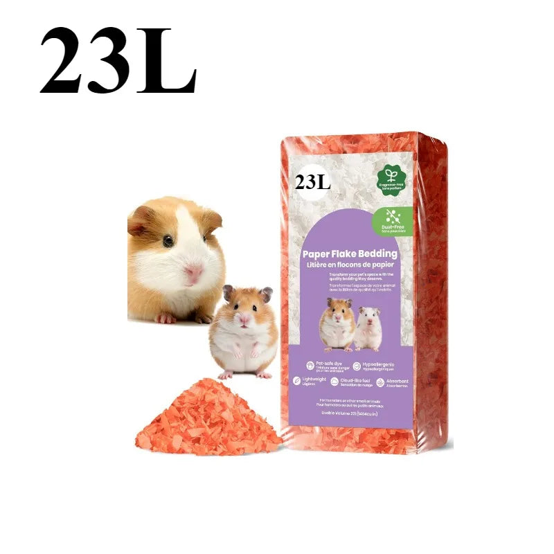 23L/50L Paper Small Pet Bedding, Hamster, Rabbits, Guinea Pigs, Odor Control Dust-Free, Moisture Absorbent Natural Shavings Bedding