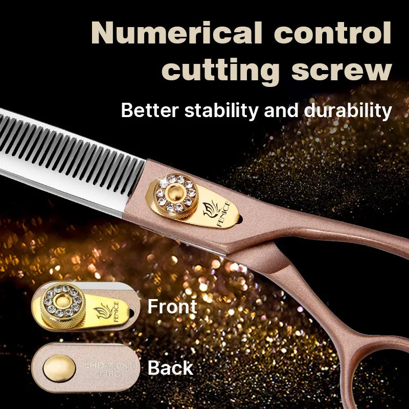 Fenice High-grade 7.5inch JP440C Steel Specials pet grooming thinner scissors Thinning rate 35%