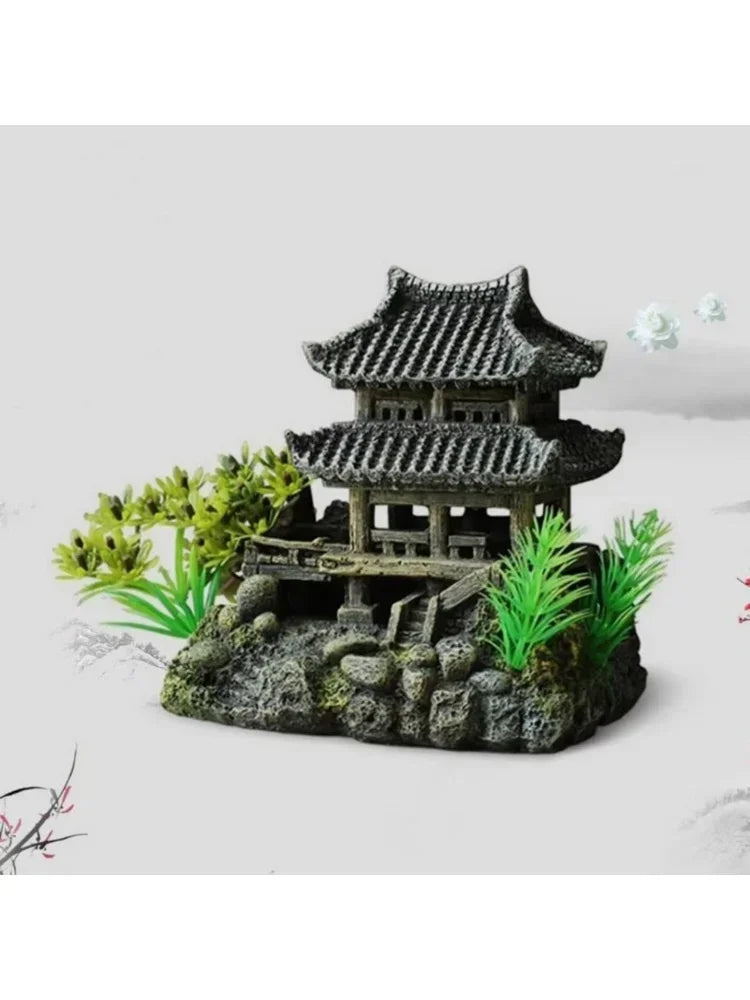Simulation Decoration Fish Tank Ornament |  Resin Aquarium Decor Landscape House Model