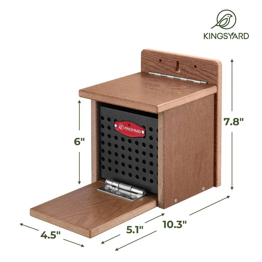 Squirrel Feeder Box for Outside, Recycled Plastic  with Removable Metal Front Panel  Perch, Easy to Fill