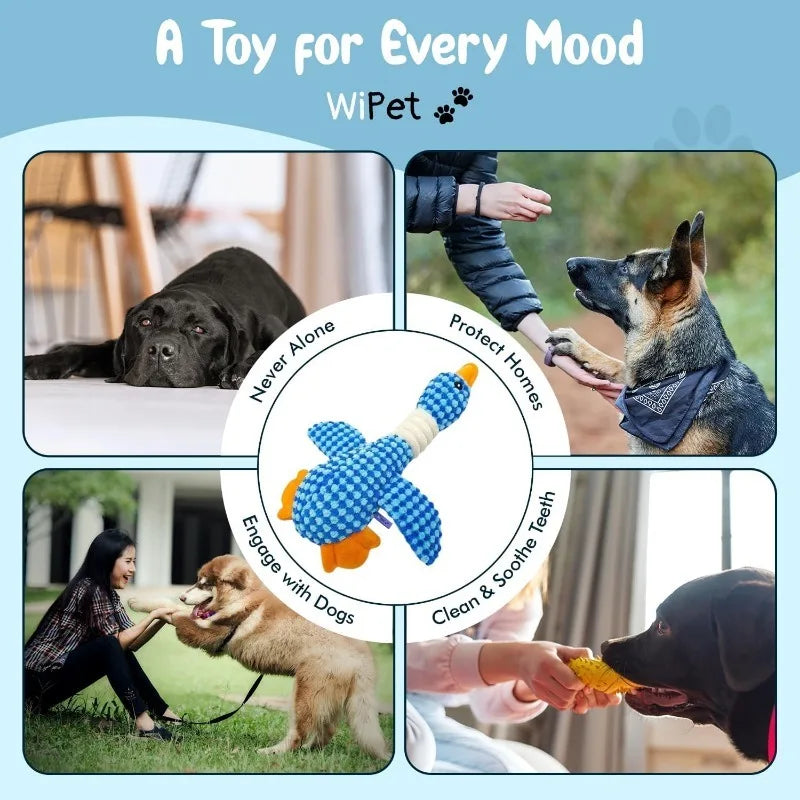 Indestructible Cat/Dog Toys for Aggressive Chewers | Squeaky Interactive Plush Duck Toy