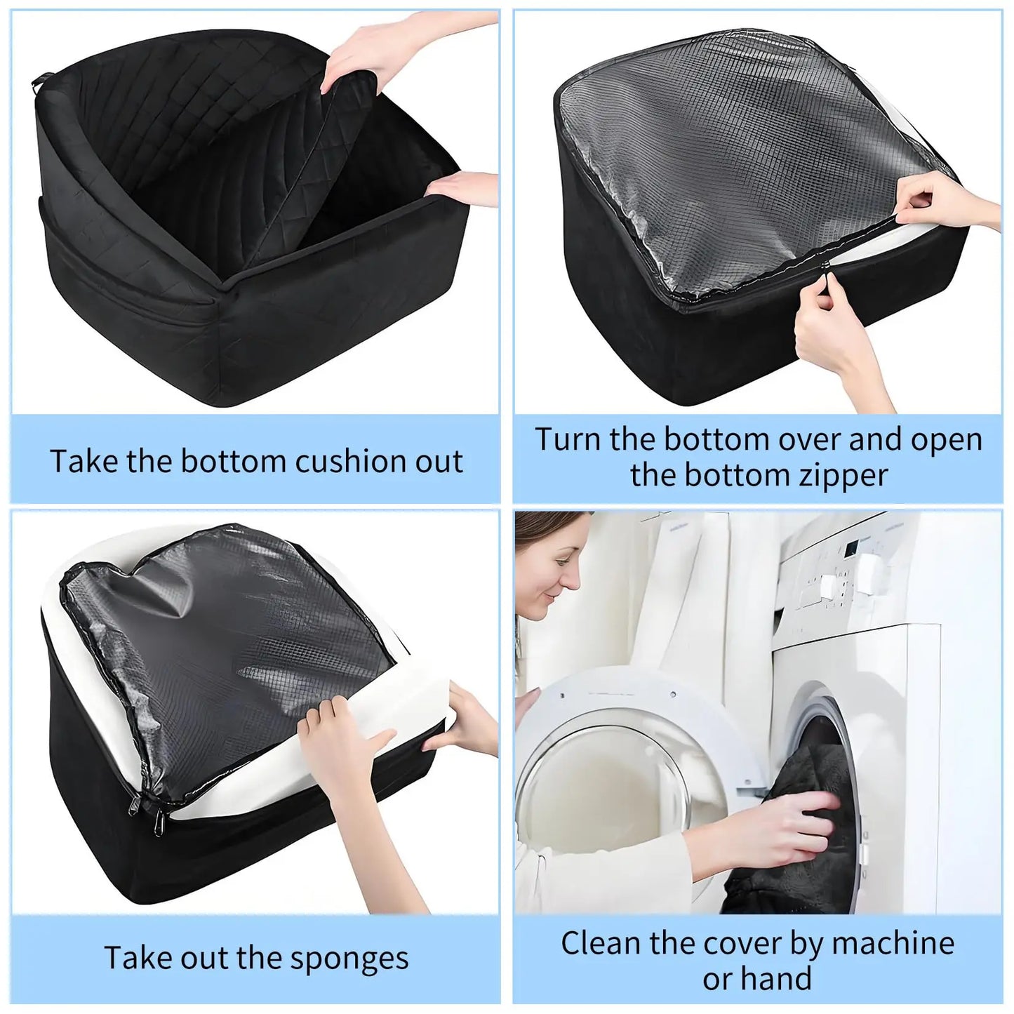 Dog Booster Car Seat, Detachable Washable with Safety Belt for Small Medium Puppies Cats Under 30-35 LB