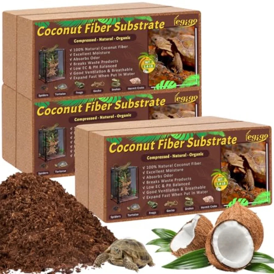 【Spot goods】4 Pack Compressed Coconut Fiber Substrate - 100% Organic Coconut Fiber Brick Bedding for Reptiles Natural Coco Husk