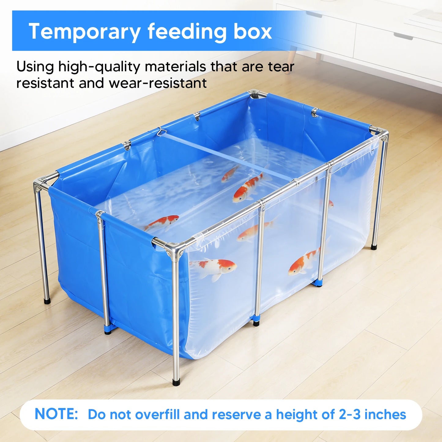 Above Ground Fish Pond with Frame & Drain Valve | Clear Viewing Panel for Ornamental Fish & Outdoor Use